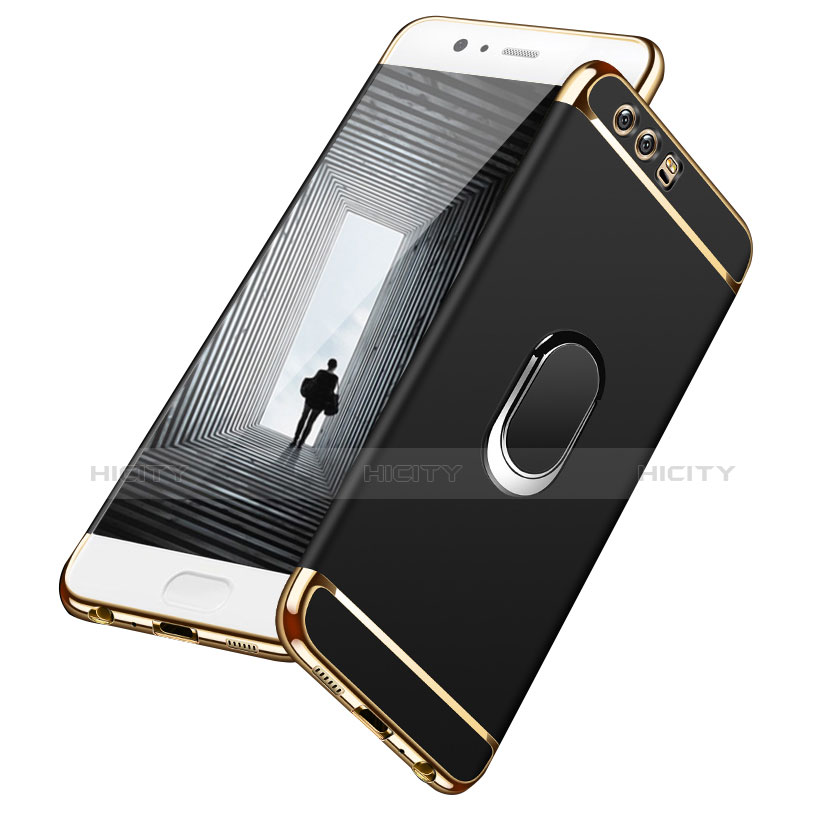 Coque Bumper Luxe Metal et Plastique avec Support Bague Anneau A02 pour Huawei P10 Noir Plus