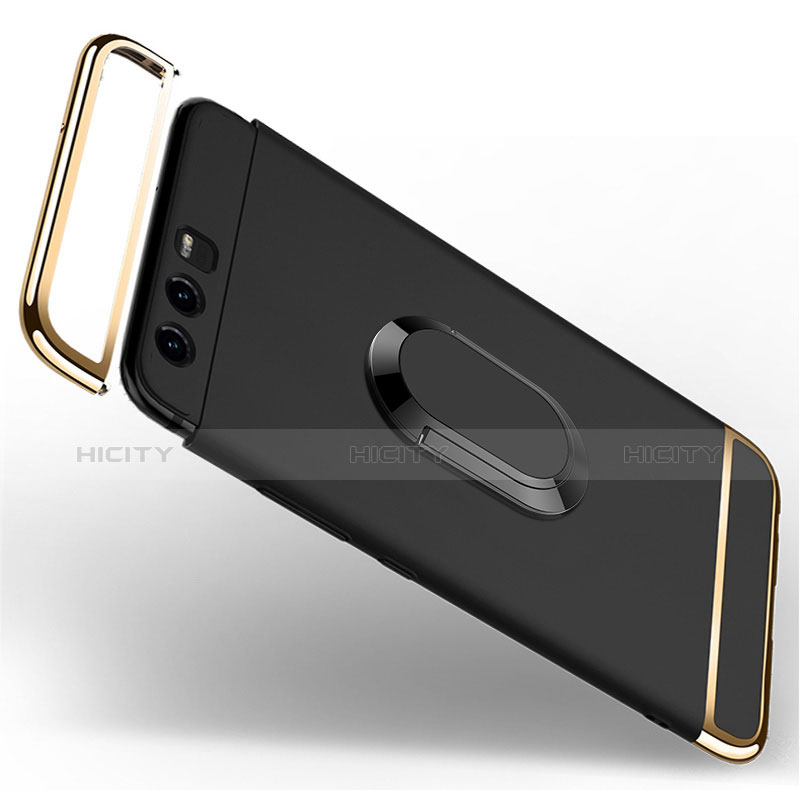 Coque Bumper Luxe Metal et Plastique avec Support Bague Anneau A02 pour Huawei P10 Noir Plus