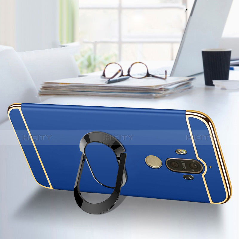 Coque Bumper Luxe Metal et Plastique avec Support Bague Anneau A03 pour Huawei Mate 9 Bleu Plus