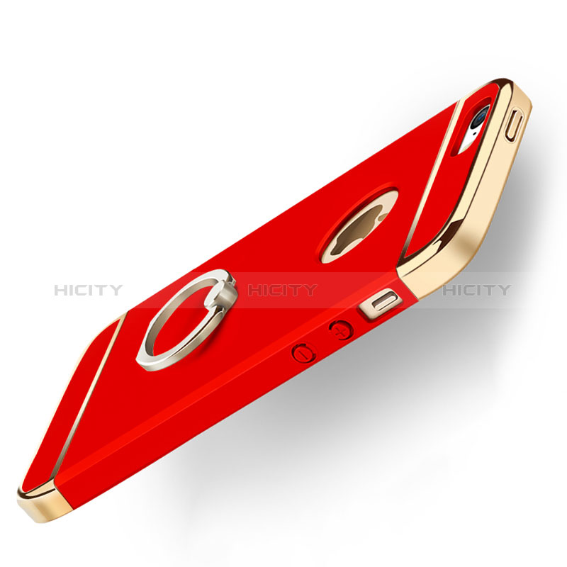 Coque Bumper Luxe Metal et Plastique avec Support Bague Anneau pour Apple iPhone 5 Rouge Plus