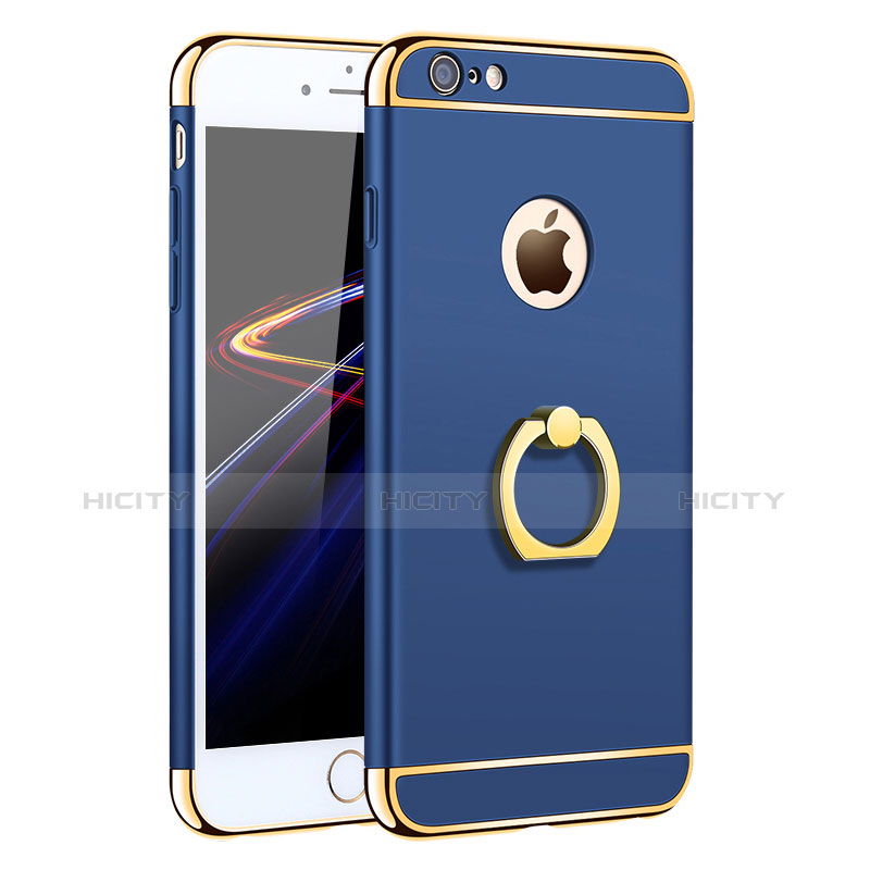 Coque Bumper Luxe Metal et Plastique avec Support Bague Anneau pour Apple iPhone 6 Plus Bleu Plus