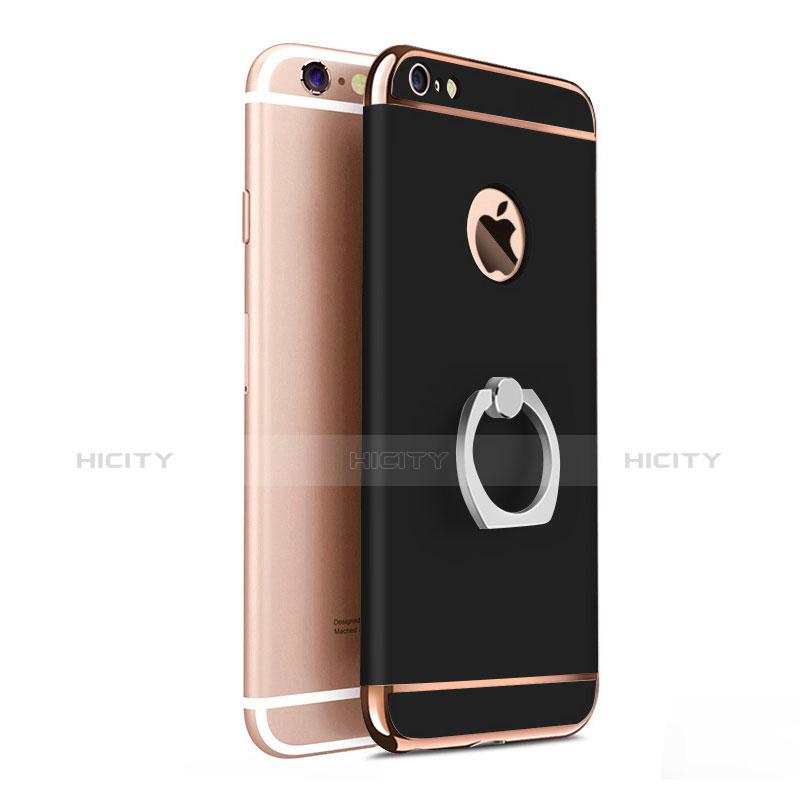 Coque Bumper Luxe Metal et Plastique avec Support Bague Anneau pour Apple iPhone 6S Noir Plus