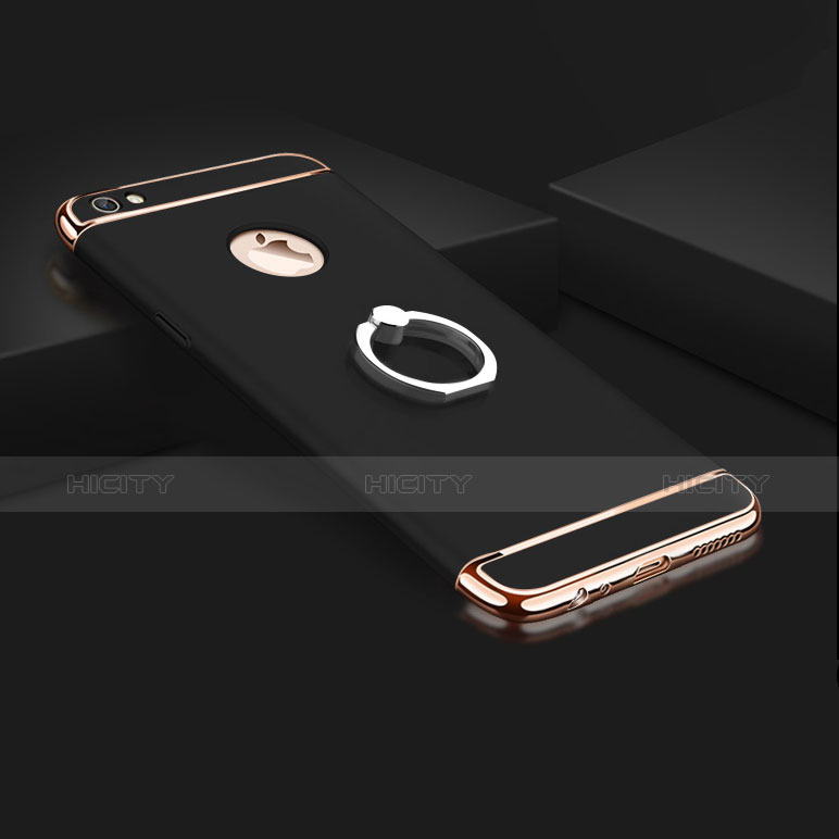 Coque Bumper Luxe Metal et Plastique avec Support Bague Anneau pour Apple iPhone 6S Noir Plus