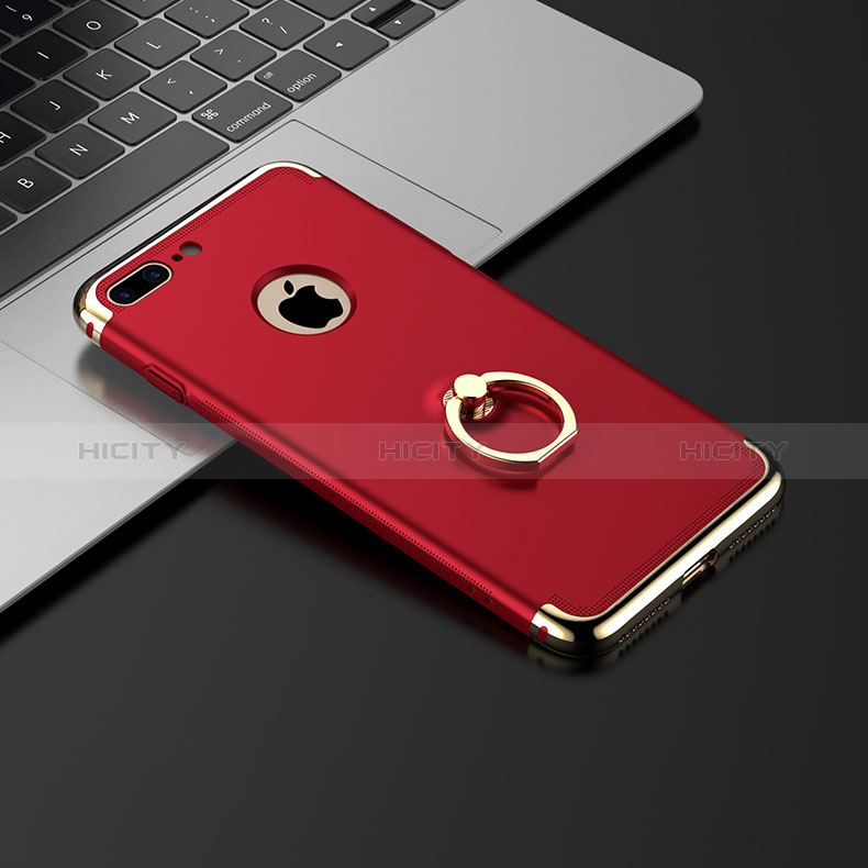 Coque Bumper Luxe Metal et Plastique avec Support Bague Anneau pour Apple iPhone 8 Plus Rouge Plus