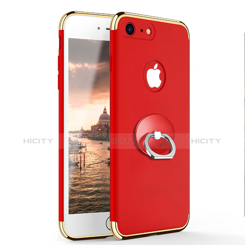 Coque Bumper Luxe Metal et Plastique avec Support Bague Anneau pour Apple iPhone 8 Rouge Plus