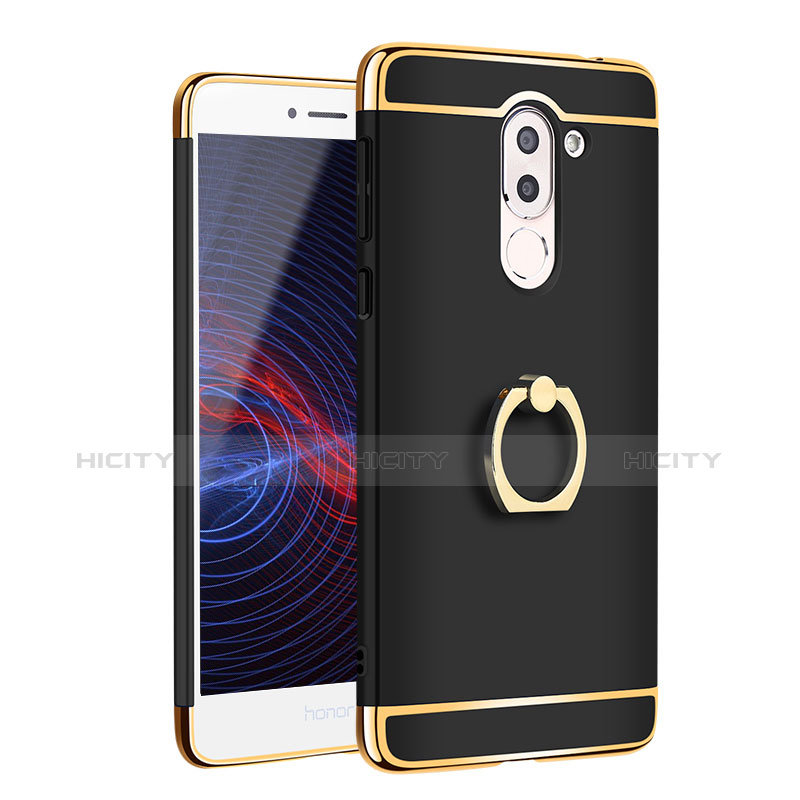 Coque Bumper Luxe Metal et Plastique avec Support Bague Anneau pour Huawei GR5 (2017) Noir Plus