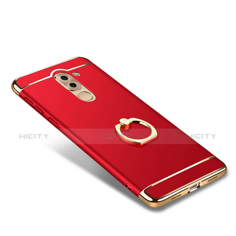 Coque Bumper Luxe Metal et Plastique avec Support Bague Anneau pour Huawei GR5 (2017) Rouge Plus