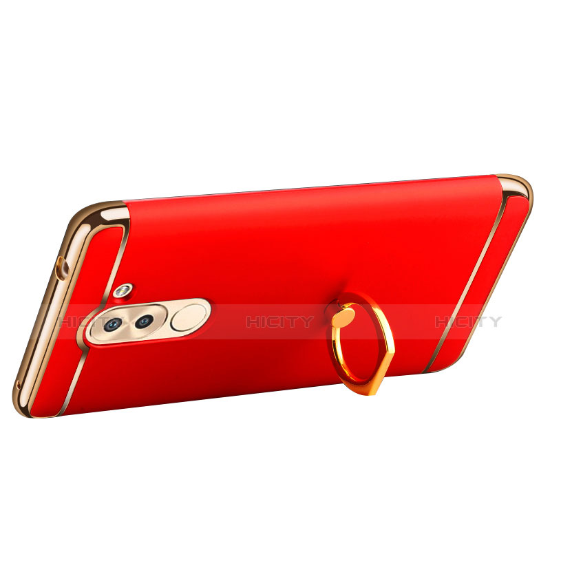 Coque Bumper Luxe Metal et Plastique avec Support Bague Anneau pour Huawei GR5 (2017) Rouge Plus