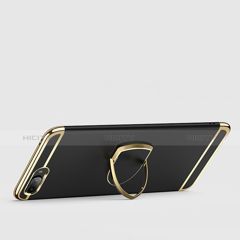 Coque Bumper Luxe Metal et Plastique avec Support Bague Anneau pour Huawei Honor 10 Noir Plus