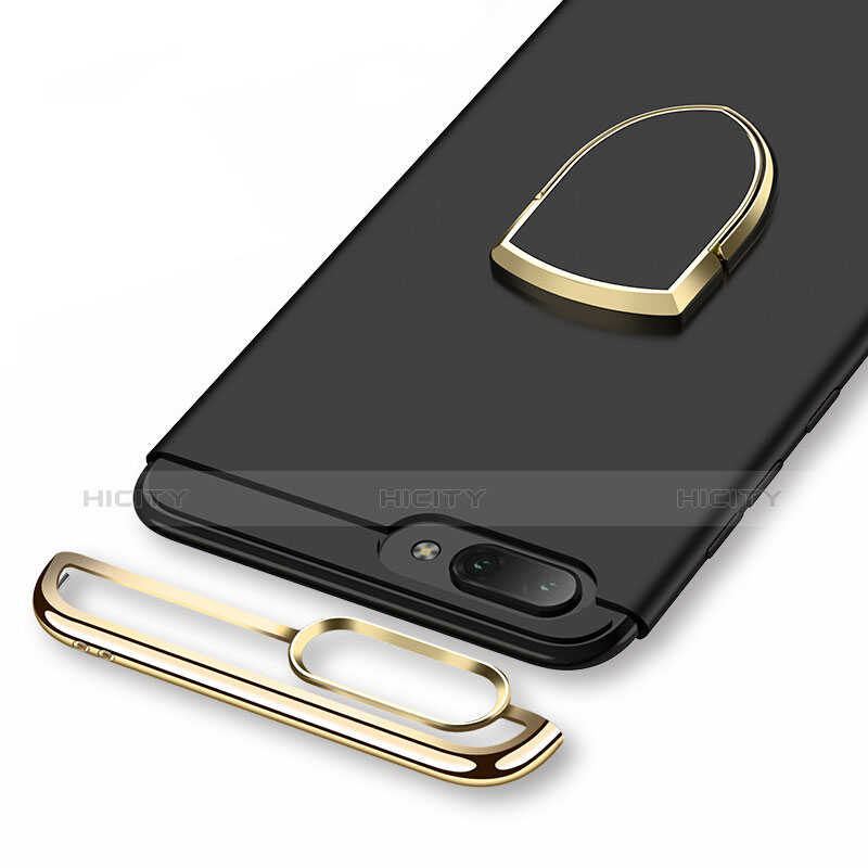 Coque Bumper Luxe Metal et Plastique avec Support Bague Anneau pour Huawei Honor 10 Noir Plus