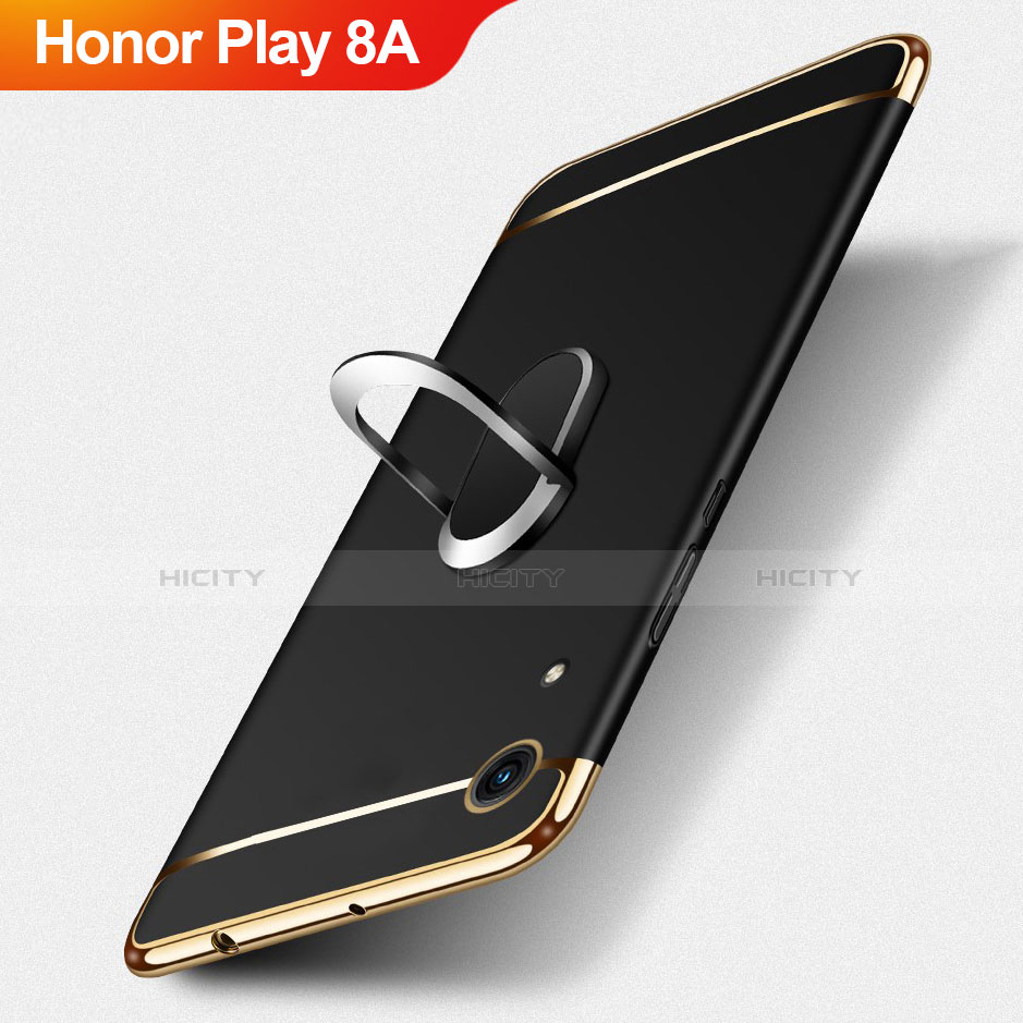 Coque Bumper Luxe Metal et Plastique avec Support Bague Anneau pour Huawei Honor Play 8A Noir Plus