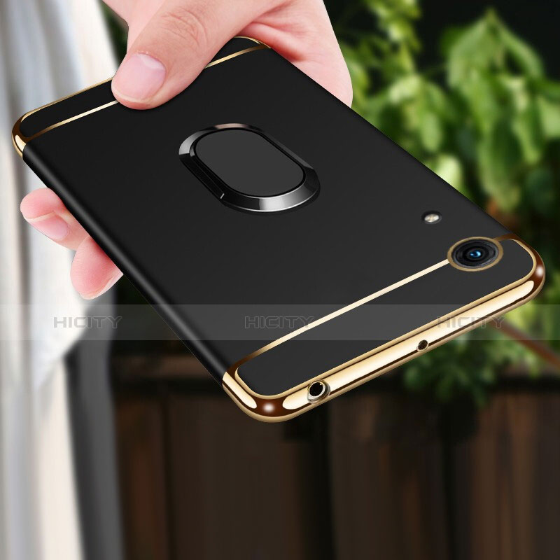 Coque Bumper Luxe Metal et Plastique avec Support Bague Anneau pour Huawei Honor Play 8A Noir Plus