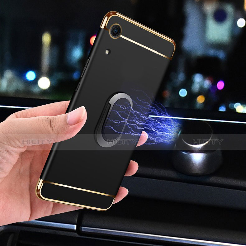 Coque Bumper Luxe Metal et Plastique avec Support Bague Anneau pour Huawei Honor Play 8A Noir Plus