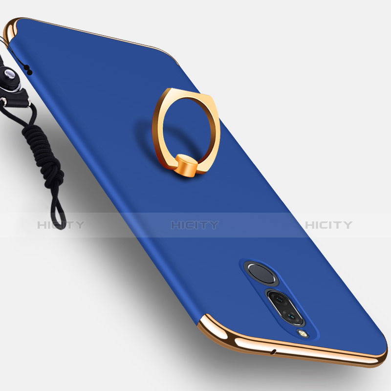 Coque Bumper Luxe Metal et Plastique avec Support Bague Anneau pour Huawei Mate 10 Lite Bleu Plus