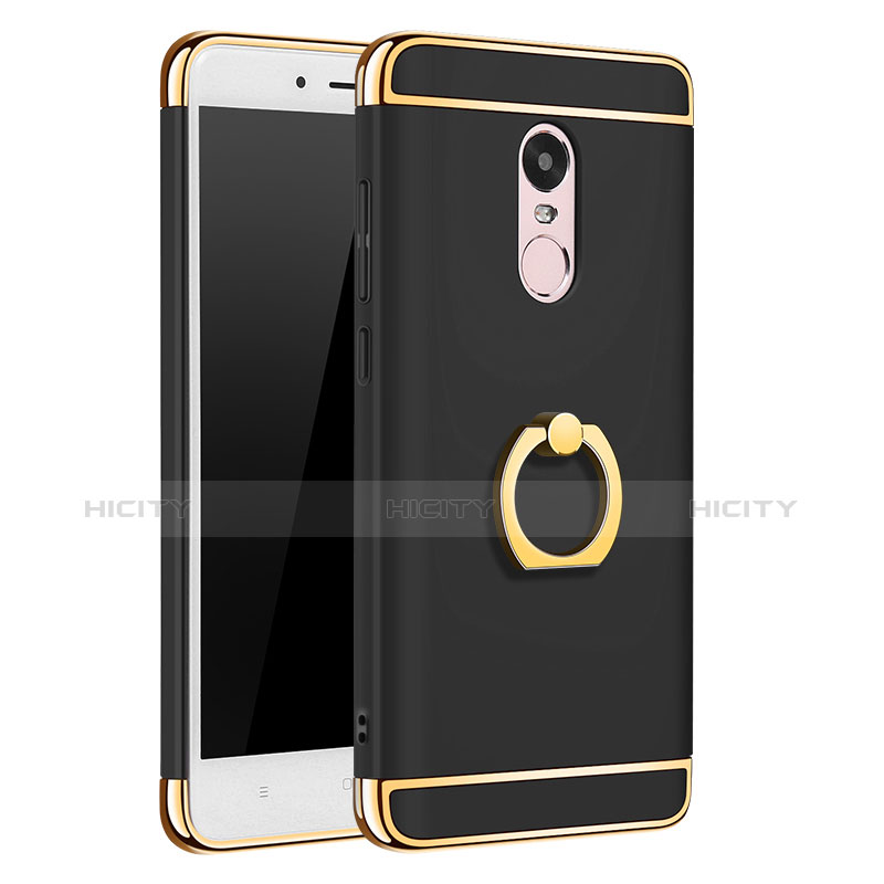 Coque Bumper Luxe Metal et Plastique avec Support Bague Anneau pour Xiaomi Redmi Note 4 Standard Edition Noir Plus