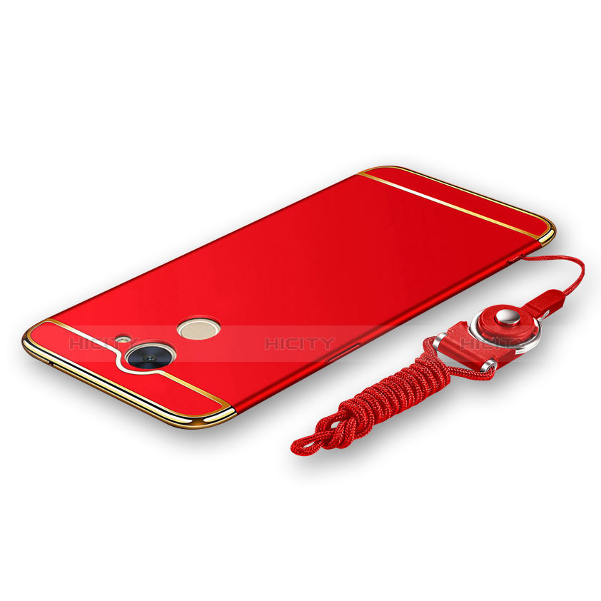 Coque Bumper Luxe Metal et Plastique Etui Housse avec Laniere pour Huawei Enjoy 7 Plus Rouge Plus