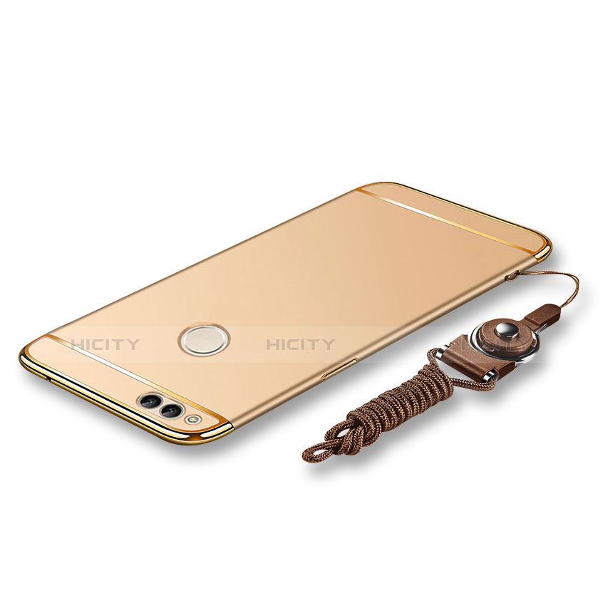 Coque Bumper Luxe Metal et Plastique Etui Housse avec Laniere pour Huawei Honor 7X Or Plus