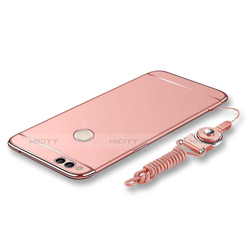 Coque Bumper Luxe Metal et Plastique Etui Housse avec Laniere pour Huawei Honor Play 7X Or Rose Plus