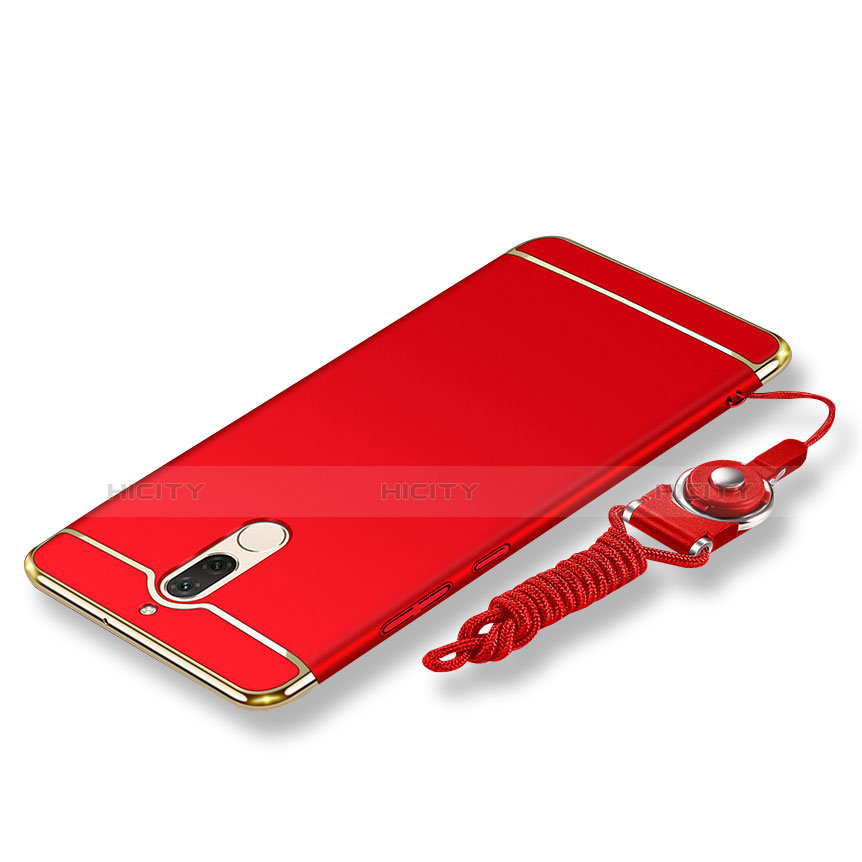 Coque Bumper Luxe Metal et Plastique Etui Housse avec Laniere pour Huawei Maimang 6 Rouge Plus