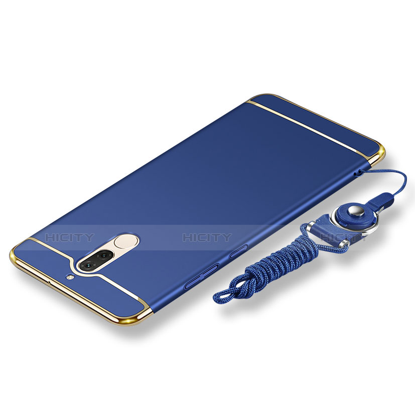 Coque Bumper Luxe Metal et Plastique Etui Housse avec Laniere pour Huawei Rhone Bleu Plus