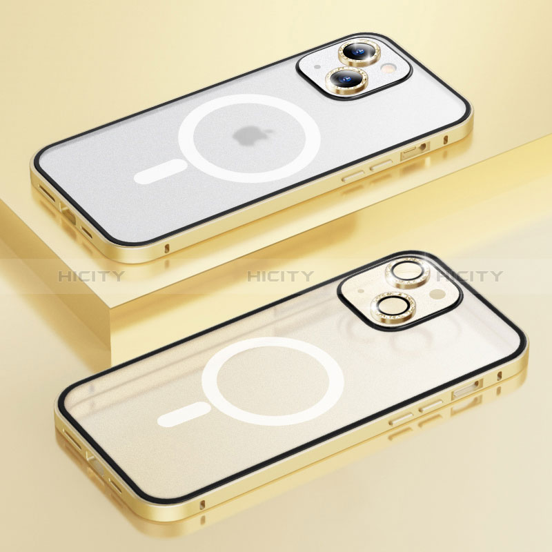 Coque Bumper Luxe Metal et Plastique Etui Housse avec Mag-Safe Magnetic Magnetique Bling-Bling LF1 pour Apple iPhone 13 Or Plus