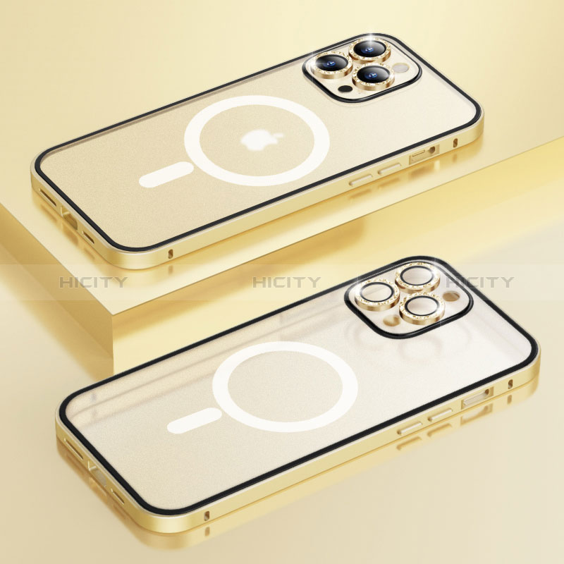 Coque Bumper Luxe Metal et Plastique Etui Housse avec Mag-Safe Magnetic Magnetique Bling-Bling LF1 pour Apple iPhone 14 Pro Max Plus