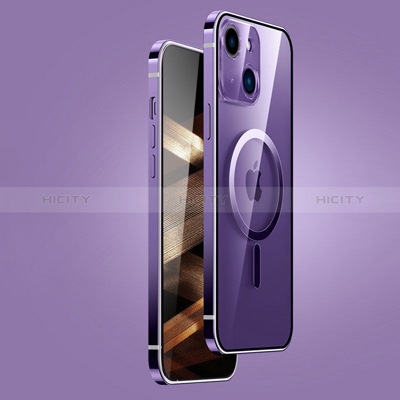 Coque Bumper Luxe Metal et Plastique Etui Housse avec Mag-Safe Magnetic Magnetique JB1 pour Apple iPhone 15 Plus Violet Plus