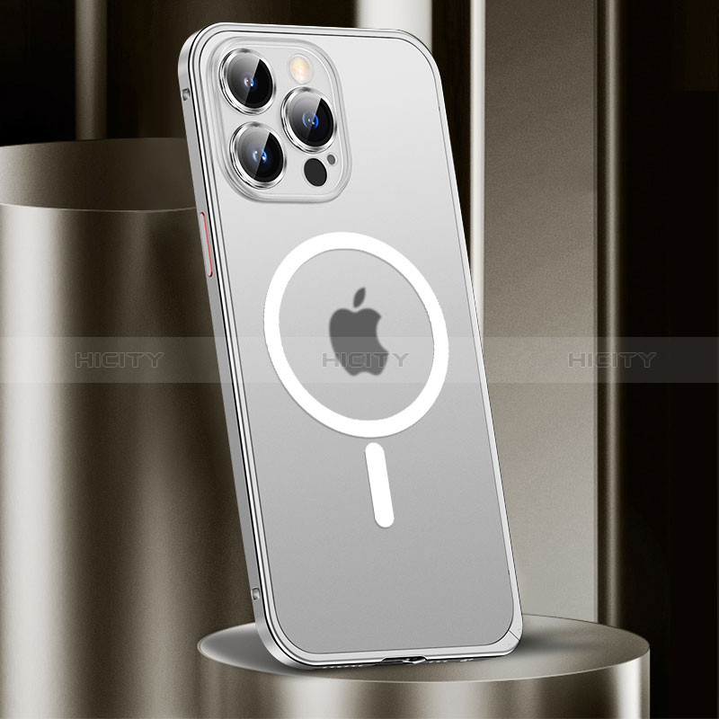 Coque Bumper Luxe Metal et Plastique Etui Housse avec Mag-Safe Magnetic Magnetique JL2 pour Apple iPhone 15 Pro Plus