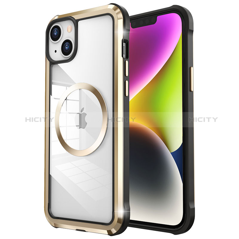 Coque Bumper Luxe Metal et Plastique Etui Housse avec Mag-Safe Magnetic Magnetique LF2 pour Apple iPhone 14 Plus Or Plus