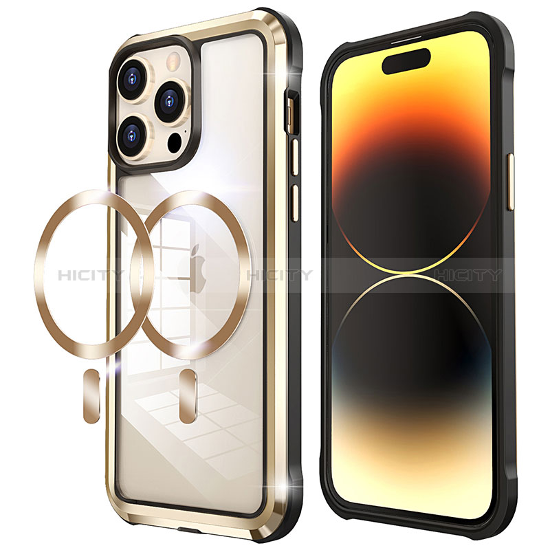 Coque Bumper Luxe Metal et Plastique Etui Housse avec Mag-Safe Magnetic Magnetique LF4 pour Apple iPhone 14 Pro Max Plus