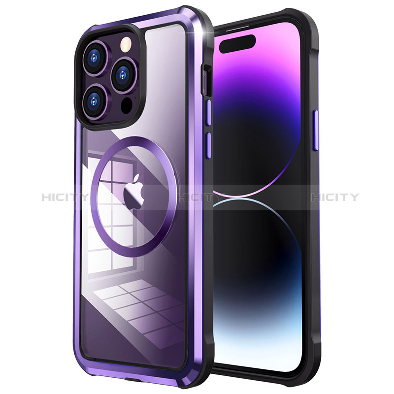 Coque Bumper Luxe Metal et Plastique Etui Housse avec Mag-Safe Magnetic Magnetique LF4 pour Apple iPhone 14 Pro Max Plus