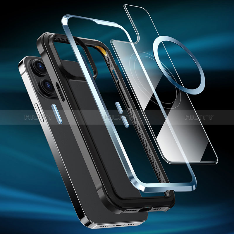 Coque Bumper Luxe Metal et Plastique Etui Housse avec Mag-Safe Magnetic Magnetique LF4 pour Apple iPhone 14 Pro Plus