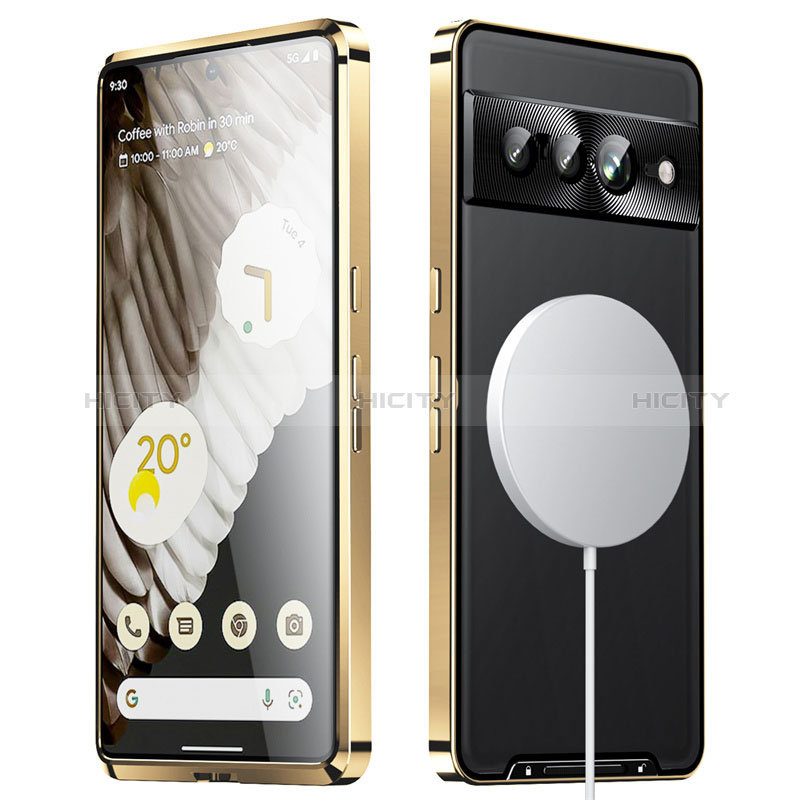 Coque Bumper Luxe Metal et Plastique Etui Housse avec Mag-Safe Magnetic Magnetique LK1 pour Google Pixel 7 Pro 5G Or Plus