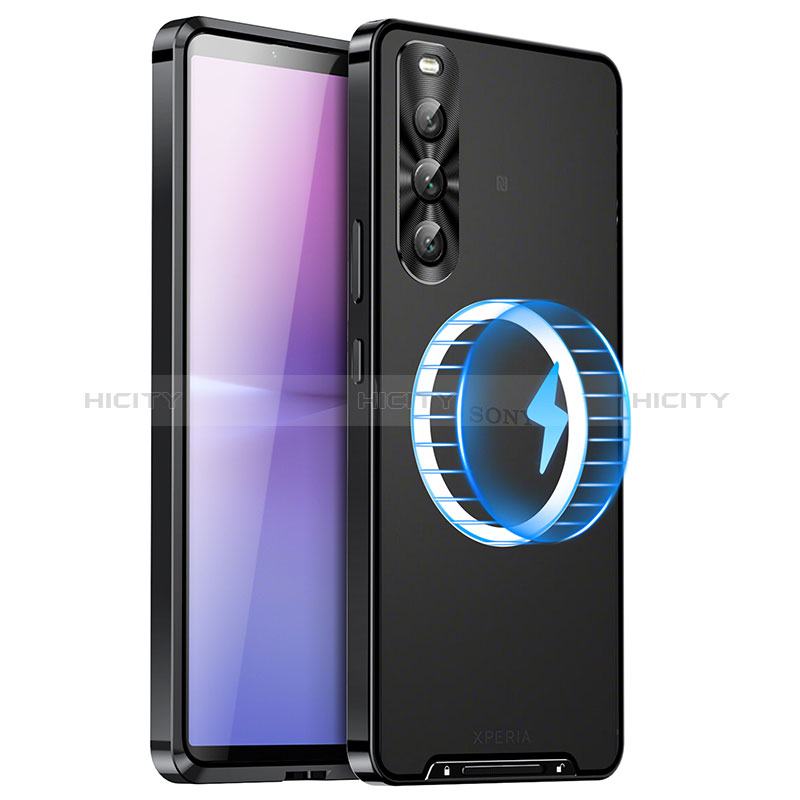 Coque Bumper Luxe Metal et Plastique Etui Housse avec Mag-Safe Magnetic Magnetique LK1 pour Sony Xperia 10 V Noir Plus