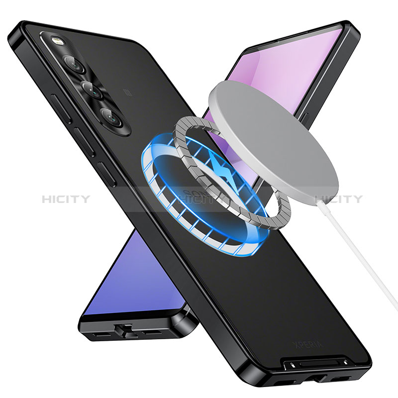 Coque Bumper Luxe Metal et Plastique Etui Housse avec Mag-Safe Magnetic Magnetique LK1 pour Sony Xperia 10 V Noir Plus