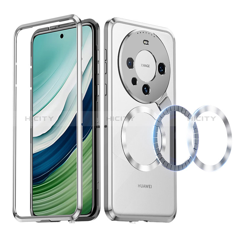 Coque Bumper Luxe Metal et Plastique Etui Housse avec Mag-Safe Magnetic Magnetique LK2 pour Huawei Mate 60 Argent Plus