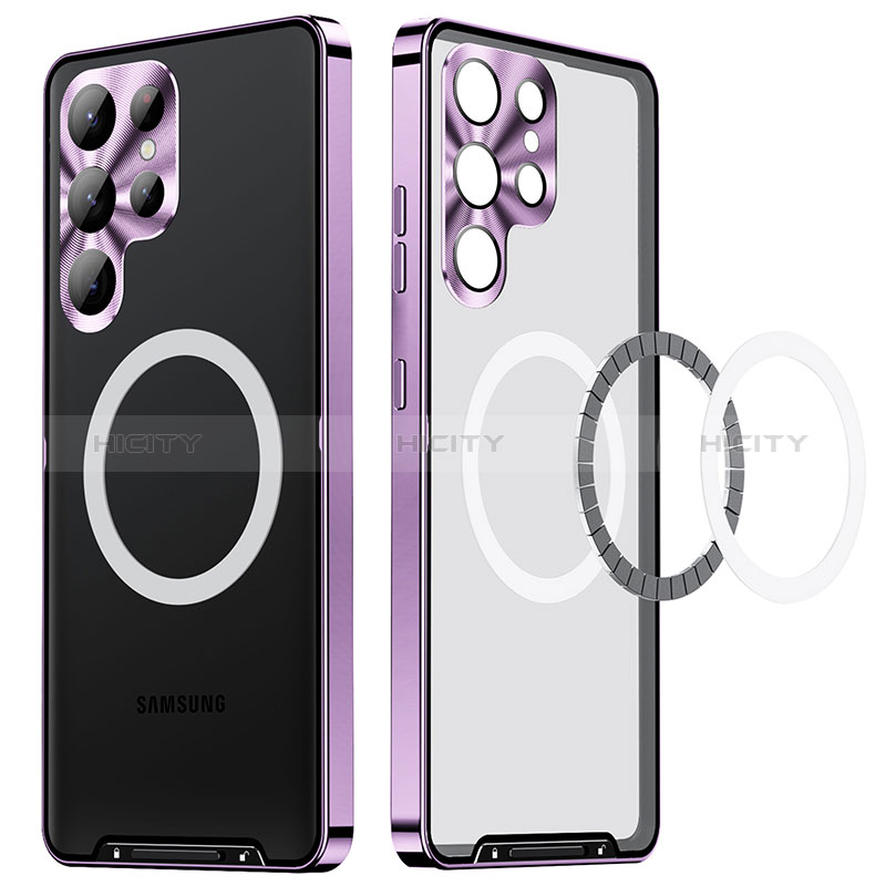 Coque Bumper Luxe Metal et Plastique Etui Housse avec Mag-Safe Magnetic Magnetique LK2 pour Samsung Galaxy S25 Ultra 5G Violet Plus