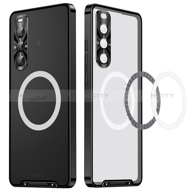 Coque Bumper Luxe Metal et Plastique Etui Housse avec Mag-Safe Magnetic Magnetique LK2 pour Sony Xperia 10 V Noir Plus