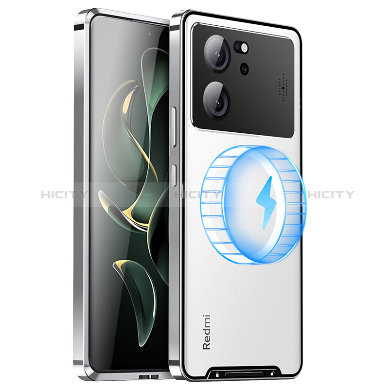 Coque Bumper Luxe Metal et Plastique Etui Housse avec Mag-Safe Magnetic Magnetique LK2 pour Xiaomi Redmi K60 Ultra 5G Argent Plus