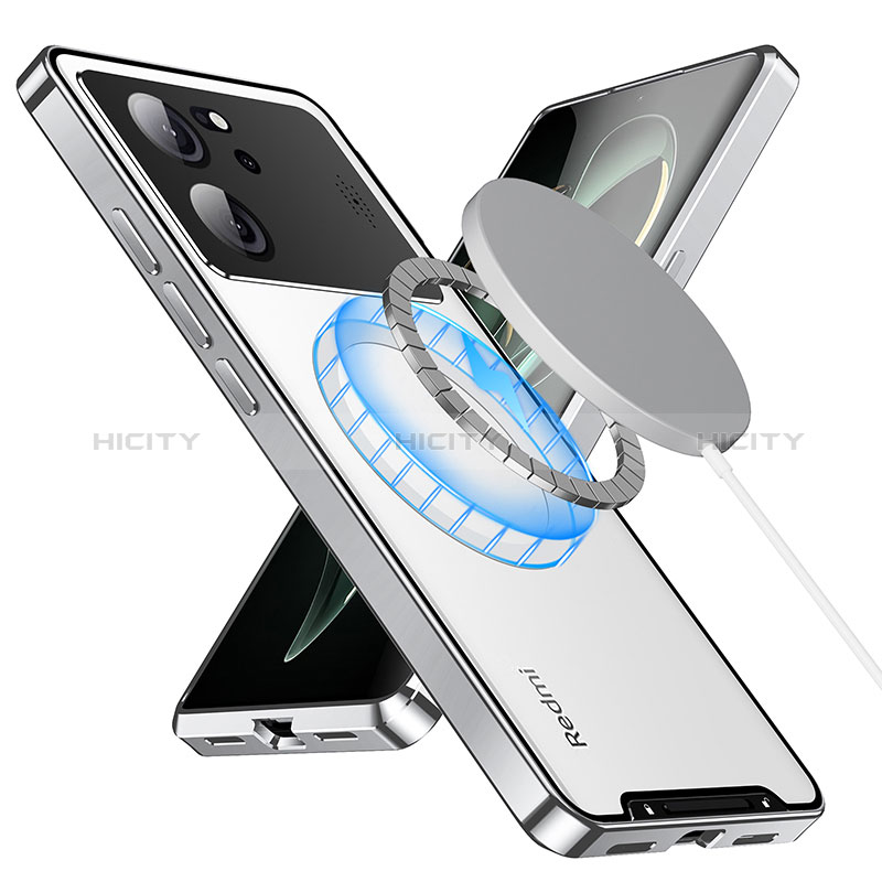 Coque Bumper Luxe Metal et Plastique Etui Housse avec Mag-Safe Magnetic Magnetique LK2 pour Xiaomi Redmi K60 Ultra 5G Argent Plus