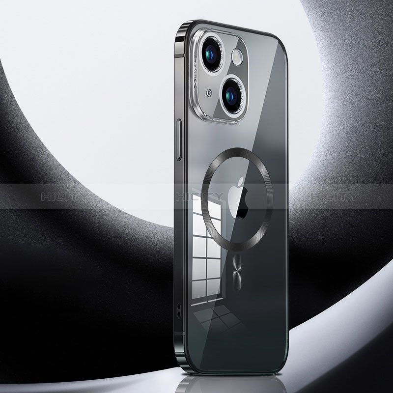 Coque Bumper Luxe Metal et Plastique Etui Housse avec Mag-Safe Magnetic Magnetique LK3 pour Apple iPhone 13 Noir Plus