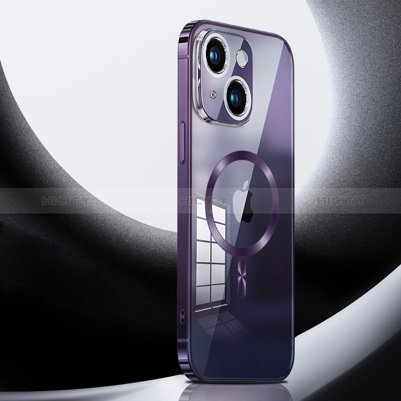 Coque Bumper Luxe Metal et Plastique Etui Housse avec Mag-Safe Magnetic Magnetique LK3 pour Apple iPhone 13 Violet Plus