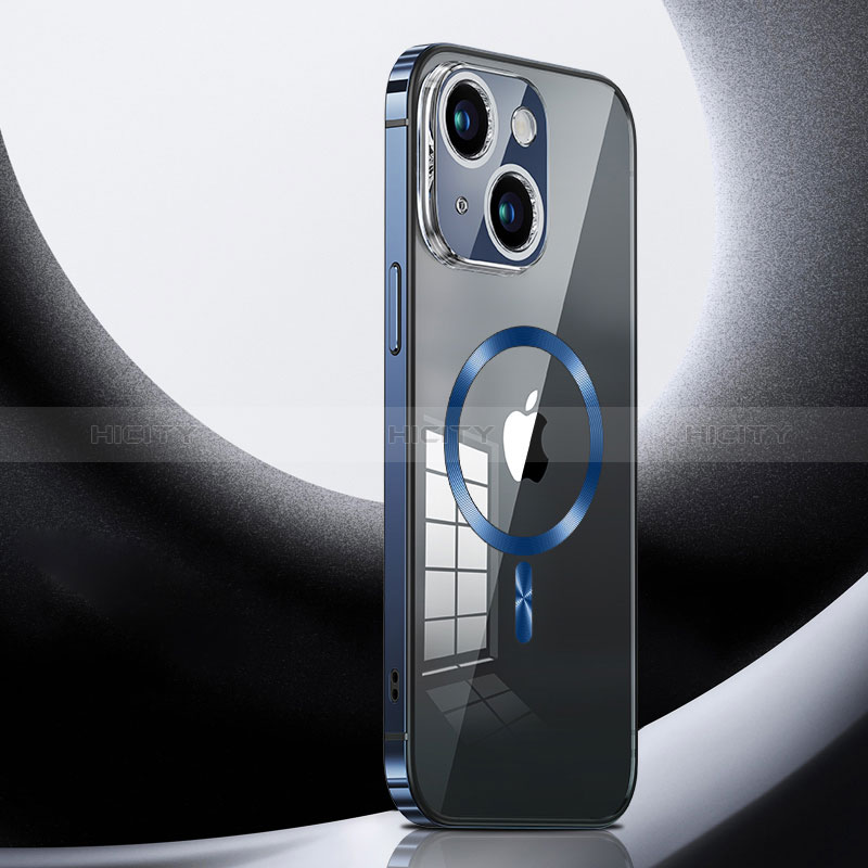 Coque Bumper Luxe Metal et Plastique Etui Housse avec Mag-Safe Magnetic Magnetique LK3 pour Apple iPhone 14 Plus Bleu Plus