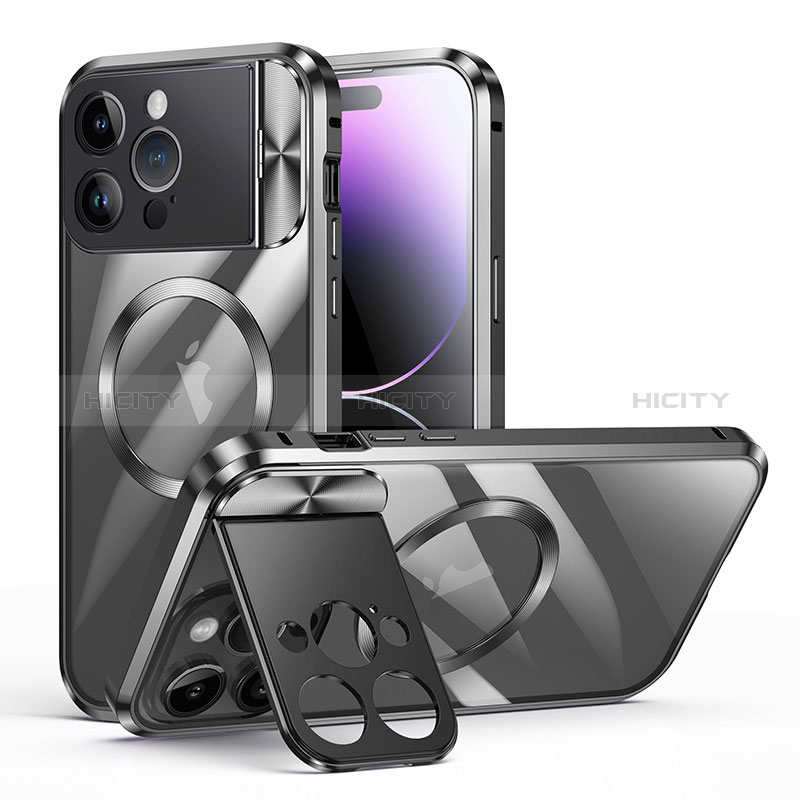 Coque Bumper Luxe Metal et Plastique Etui Housse avec Mag-Safe Magnetic Magnetique LK4 pour Apple iPhone 13 Pro Max Noir Plus