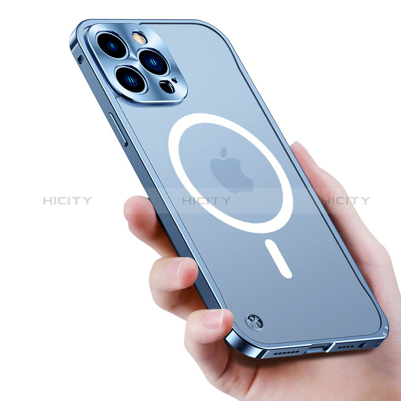 Coque Bumper Luxe Metal et Plastique Etui Housse avec Mag-Safe Magnetic Magnetique QC1 pour Apple iPhone 13 Pro Max Plus