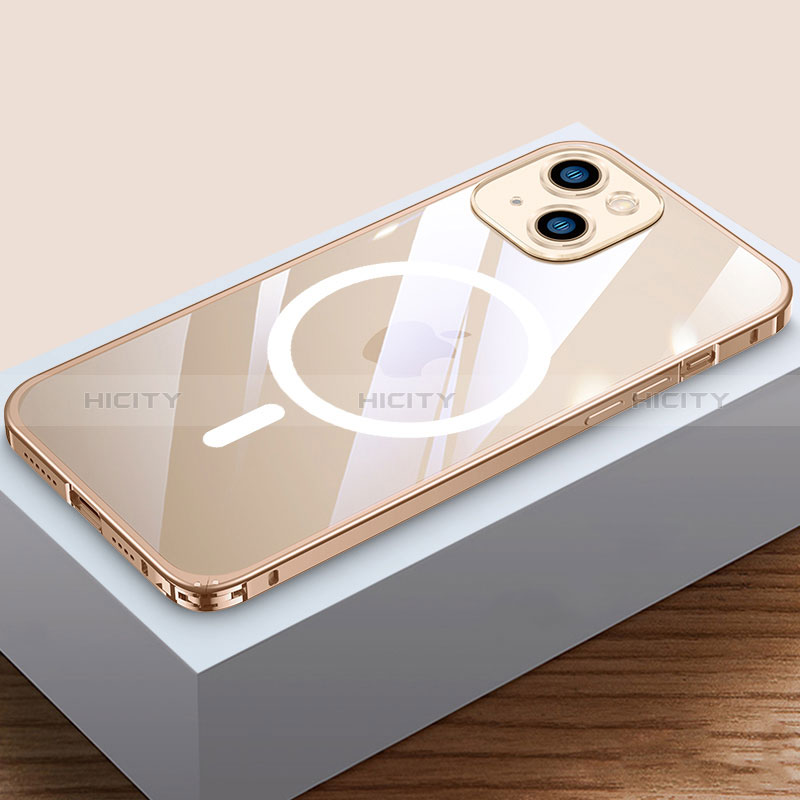 Coque Bumper Luxe Metal et Plastique Etui Housse avec Mag-Safe Magnetic Magnetique QC4 pour Apple iPhone 13 Mini Plus