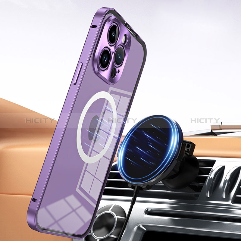 Coque Bumper Luxe Metal et Plastique Etui Housse avec Mag-Safe Magnetic Magnetique QC5 pour Apple iPhone 13 Pro Max Plus