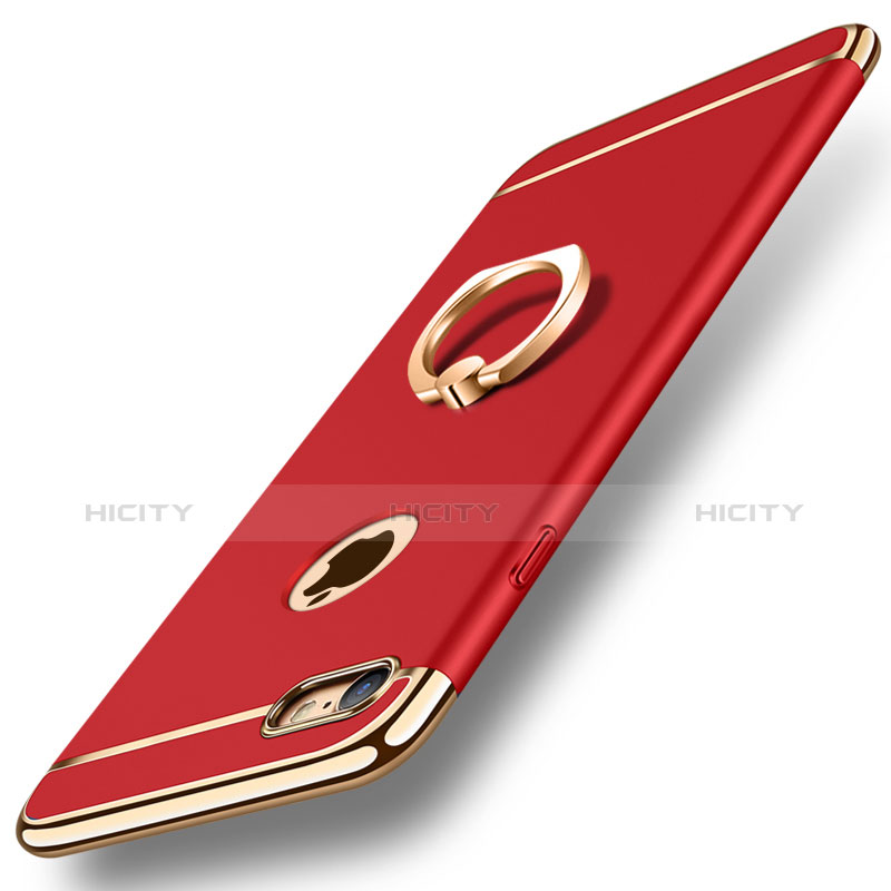 Coque Bumper Luxe Metal et Plastique Etui Housse avec Support Bague Anneau A01 pour Apple iPhone 7 Rouge Plus