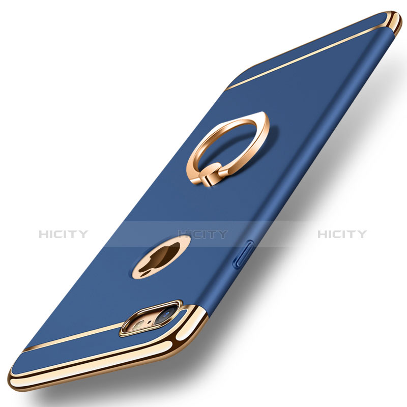 Coque Bumper Luxe Metal et Plastique Etui Housse avec Support Bague Anneau A01 pour Apple iPhone 8 Bleu Plus