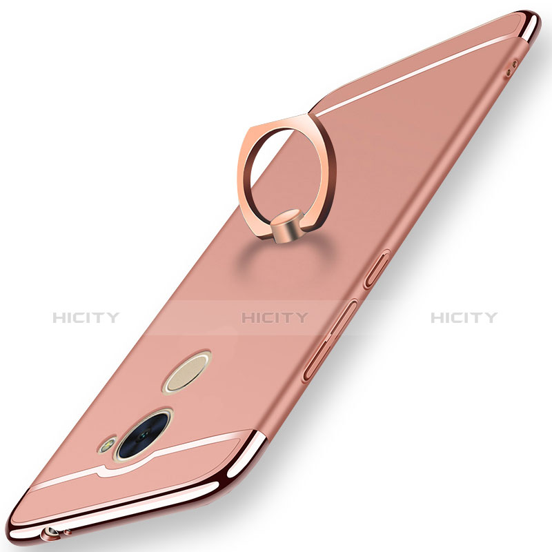 Coque Bumper Luxe Metal et Plastique Etui Housse avec Support Bague Anneau A01 pour Huawei Enjoy 7 Plus Or Rose Plus